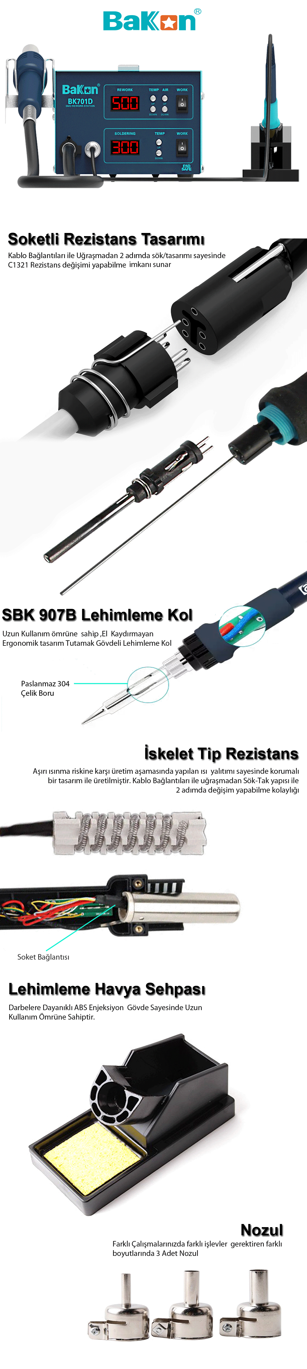 Bakon BK701 Intelligent 2 in 1 Havya İstasyonu