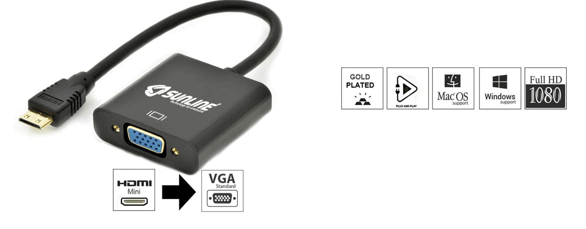 Sunline 170604 HDMI Mini-VGA Dönüştürücü – Avrasya Elektronik