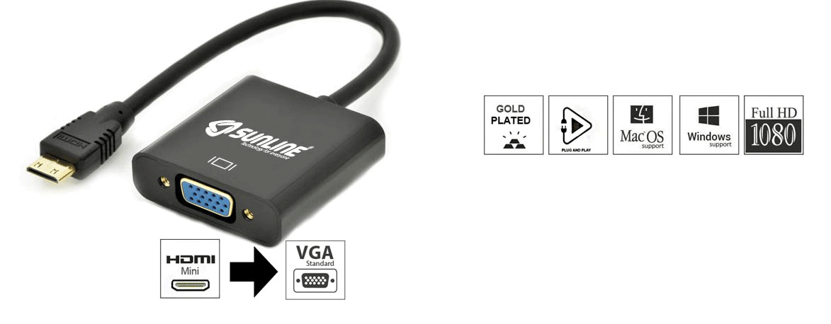 Sunline 170604 Mini HDMI -VGA Dönüştürücü