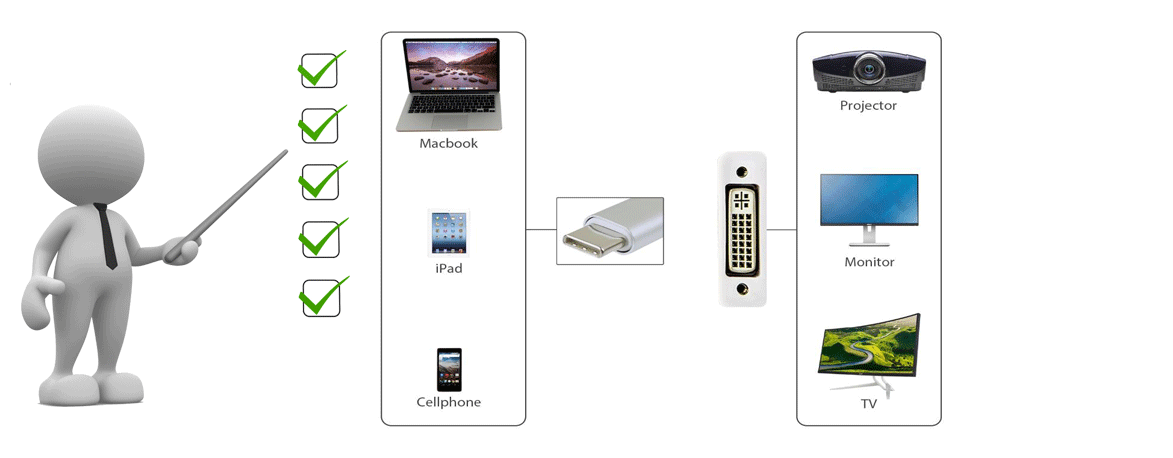 Sunline 170661 Type-C USB Type-C/DVI Dişi 4K Dönüştürücü