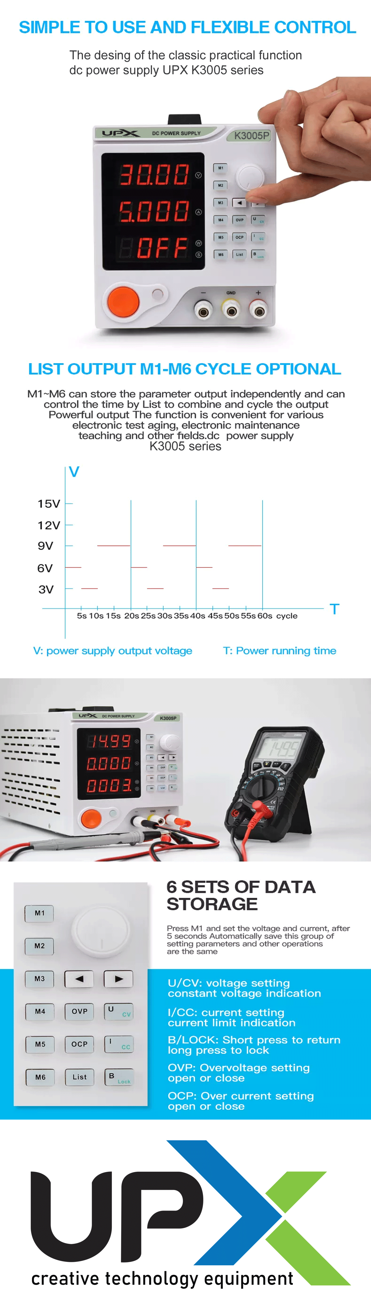 UPX K3005P Programlanabilir DC Power Supply 0-30V 0-5A