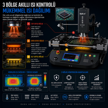 BGA Rework İstasyonu BK-8860 Profesyonel Vision Chipset Tamir Cihazı