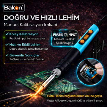 Bakon BK606 Isı Ayarlı Portatif  Dijital 90W Kalem