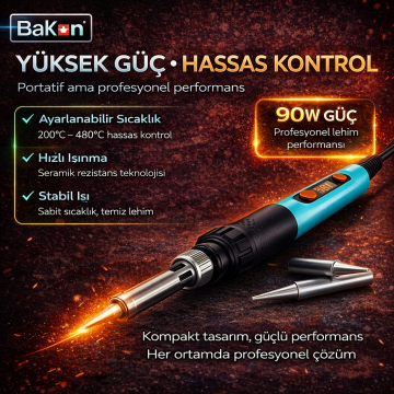 Bakon BK606 Isı Ayarlı Portatif  Dijital 90W Kalem