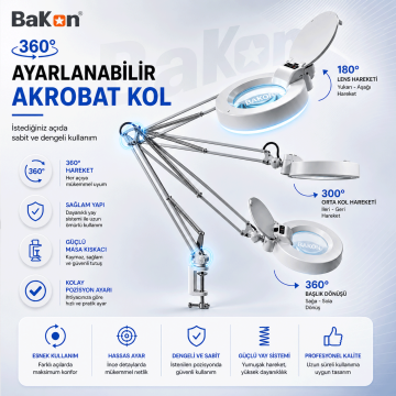 Bakon BK500C LED 15X Akrobat Büyüteç