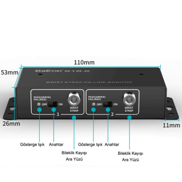 Bakon BK518-2 Bileklik Topraklama Mönitör Çift Giriş