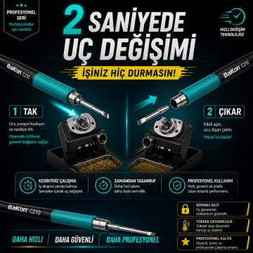 BAKON 852MX C210 Lehimleme ve Sıcak Hava İstasyonu – 1000W